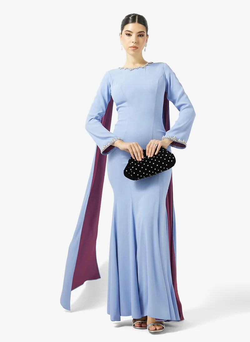 Akadia Fashion  ROUND NECK SHOULDER TAIL CREPE DRESS for Women | Best Price UAE